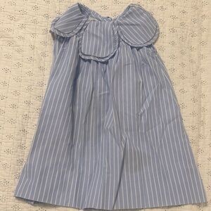 Blue Pinstripe Off-Shoulder Kids Dress